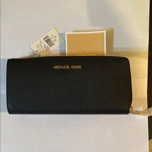 Michael Kors Black Wallet with Gold Accents